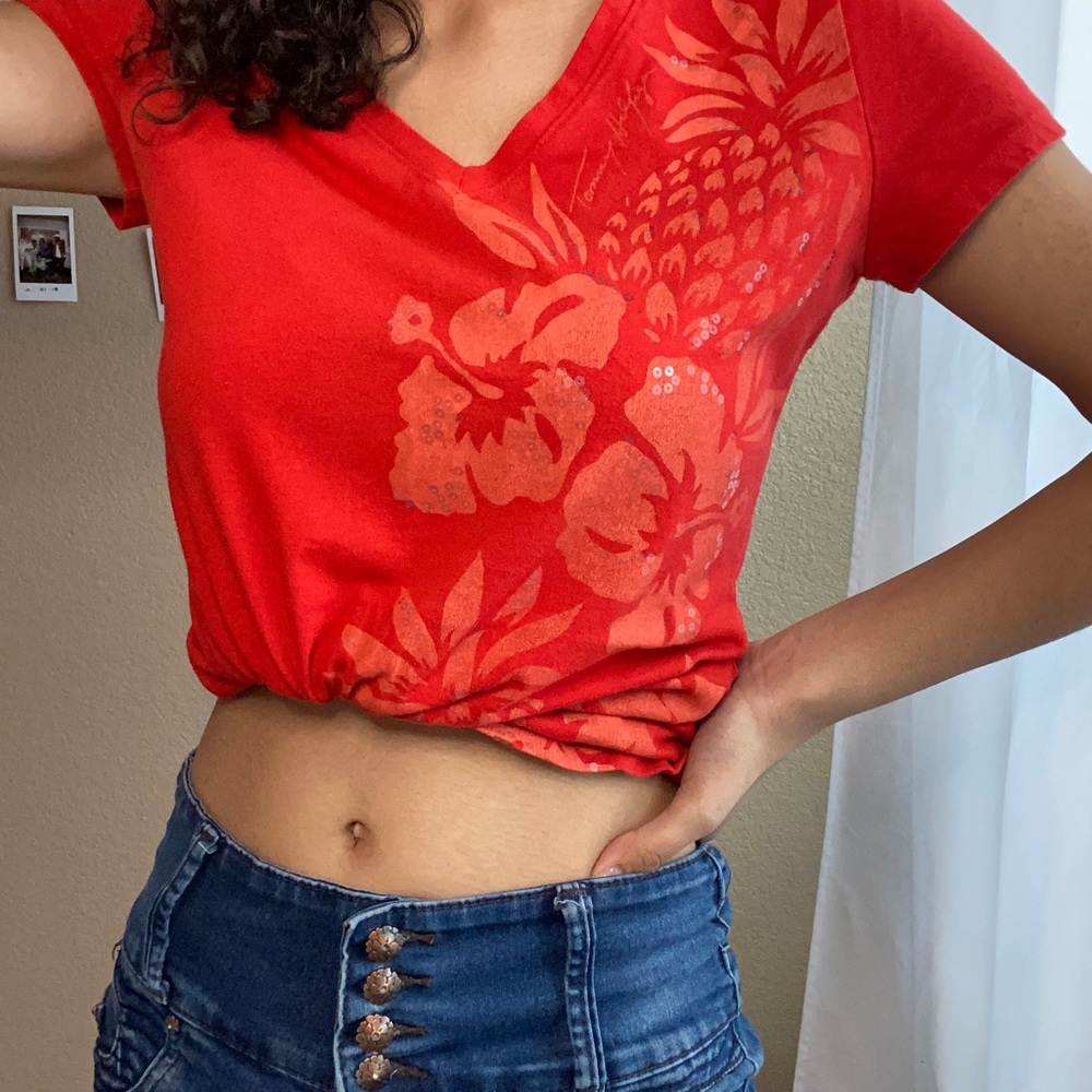 Red floral T-shirt
